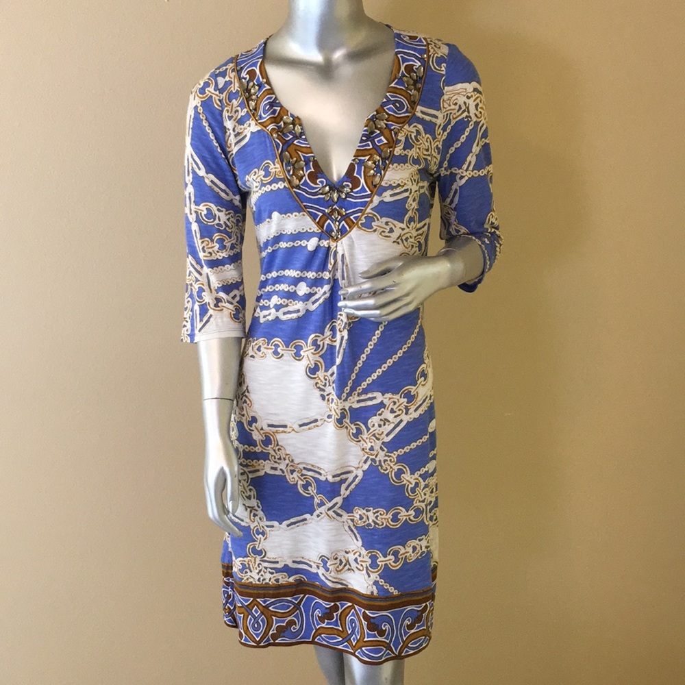 Hale Bob 3/4 sleeve Dress in a Chain Print
